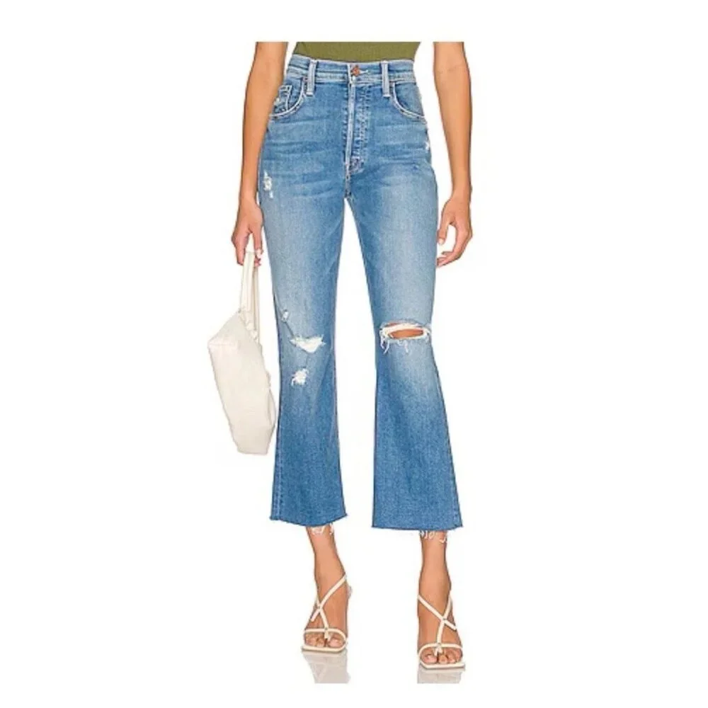 MOTHER The Tripper Ankle Fray Straight Leg Distressed Button Fly Sz 27 - Picture 1 of 12